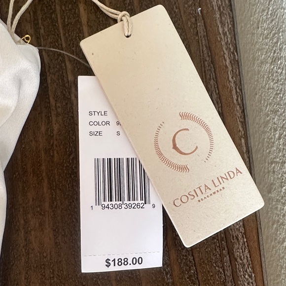 Luxury Lace-Up One-Piece Swimsuit in White and Coral - Picture 2 of 7